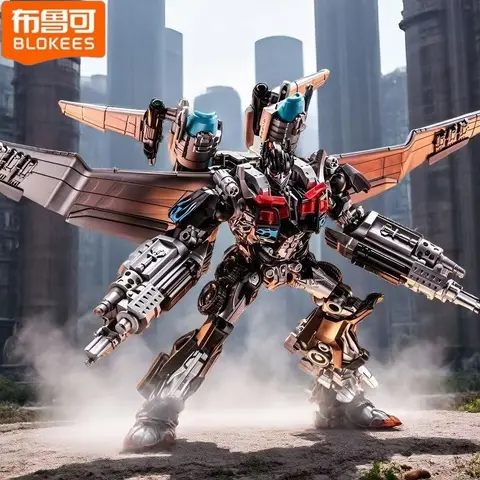 Blokees Transformers Series Winged Optimus Prime Dark Version Building Block Model Toy Collectible Figure for Hobby Fans Gift