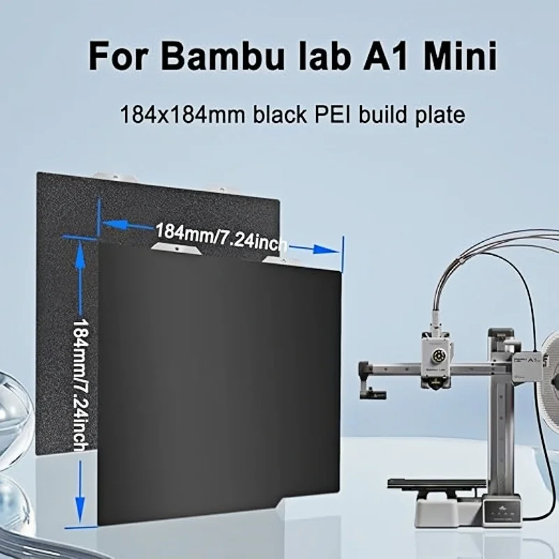 

PEI A1 mini Black Sheet For Bambu Lab Build Plate Double-side Smooth Texture Spring Steel Sheet PEI 184x184 For Bambulab A1 Mini