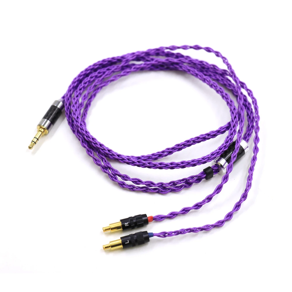 هالدين رولاند الأرجواني كريستال واحد الفضة ل تكنيكا ATH-WP900 MSR7B AP2000 ES770H SR9 ADX5000 كابلات سماعة الرأس A2DC الحبل