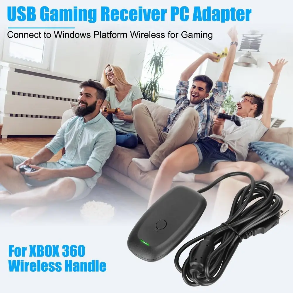 Multi-device Connection USB Receiver Adapter ABS Black Wireless Gamepad Transmitter for Microsoft Xbox 360