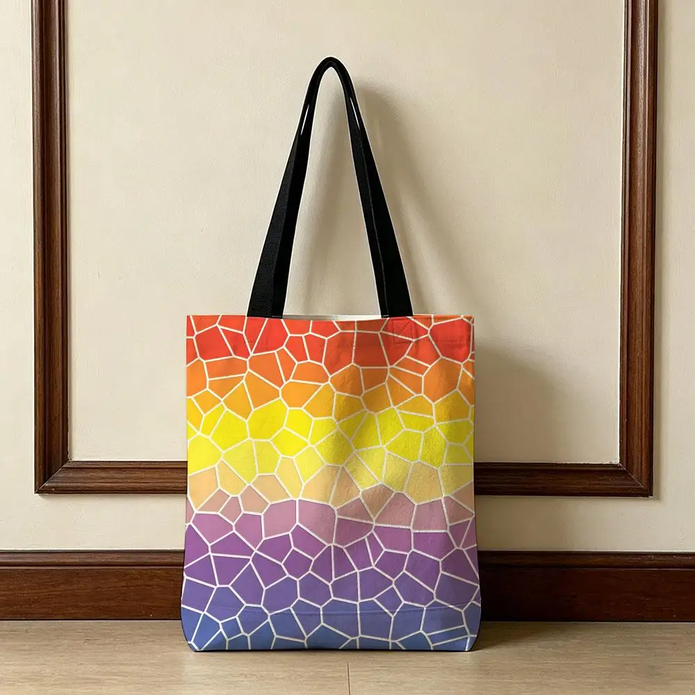 Abstract Colorful Mosaic Storage Bags are suitable for school, shopping, travel, work, and grocery shopping