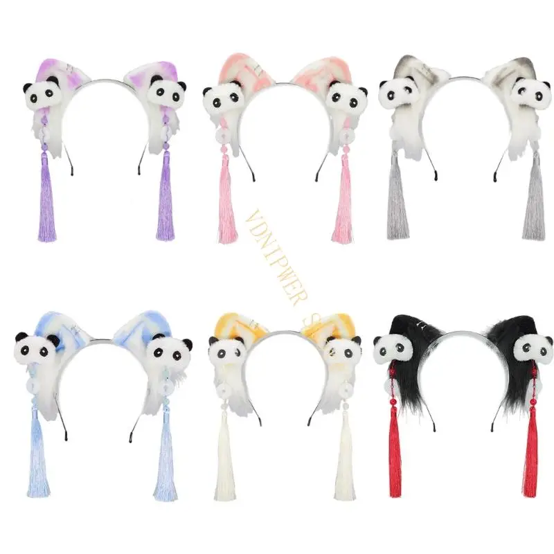 

Furry Cats Ear Headband For Anime Chinese Cosplay Costume Accessory Adjustable D08E