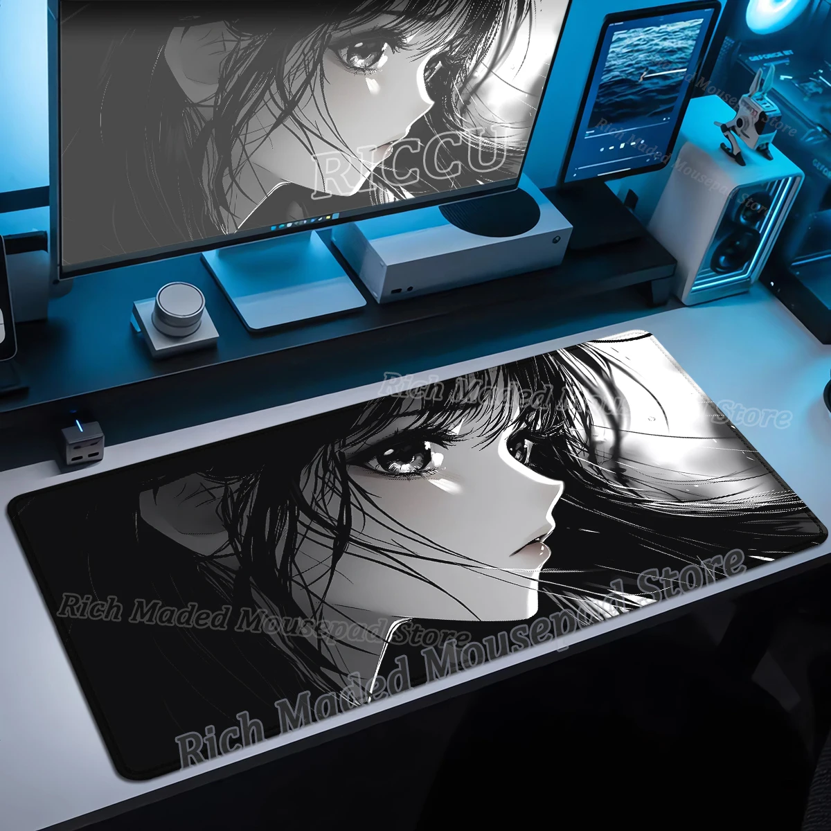 

Gaming Black XXL Mouse Pad 900x400mm Kawaii Anime Girl Mousepad Gamer Large Non-Slip Computer Keyboard Mouse Mat Cute Desk Mat