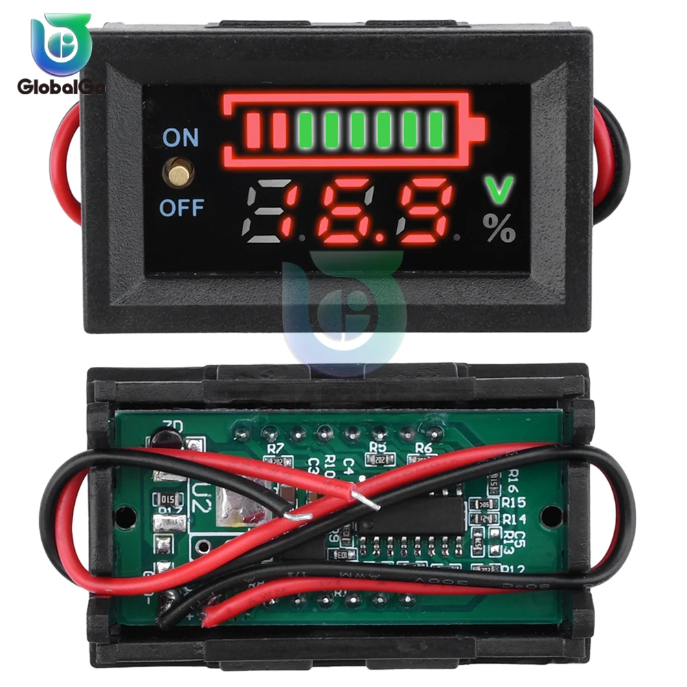 DC 30V/7-100V LCD Digital Lithium Battery Pack Voltage Digital Display Meter Battery Capacity Indicator Voltage Tester for Car