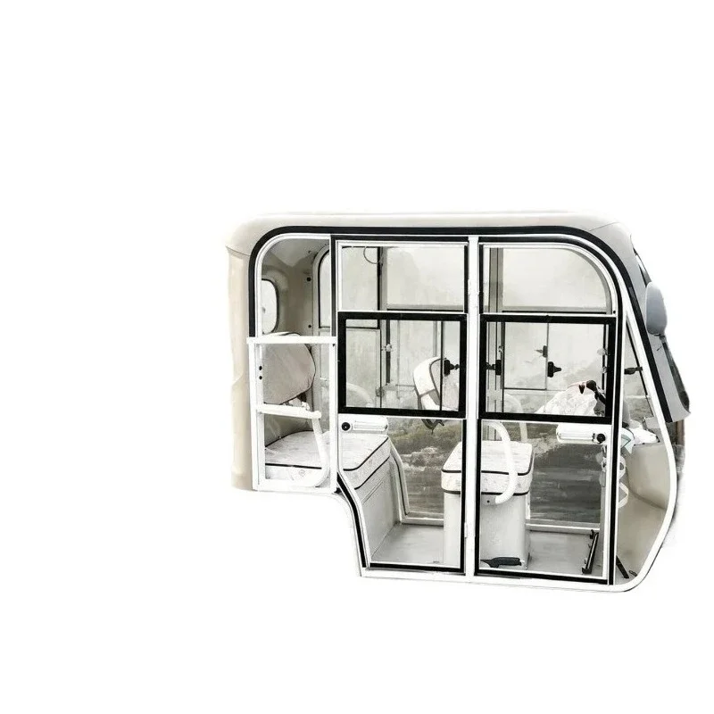 Replace the old and damaged rain curtain, and modify the four-door transparent door of the electric tricycle integrated carport