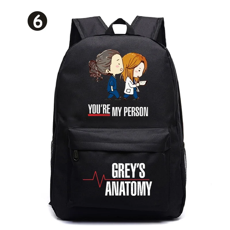 Tv Series Grey's Anatomys Backpack Women Daily Leisure Backpack Teenager Fashion Backpack Students Casual School Bag