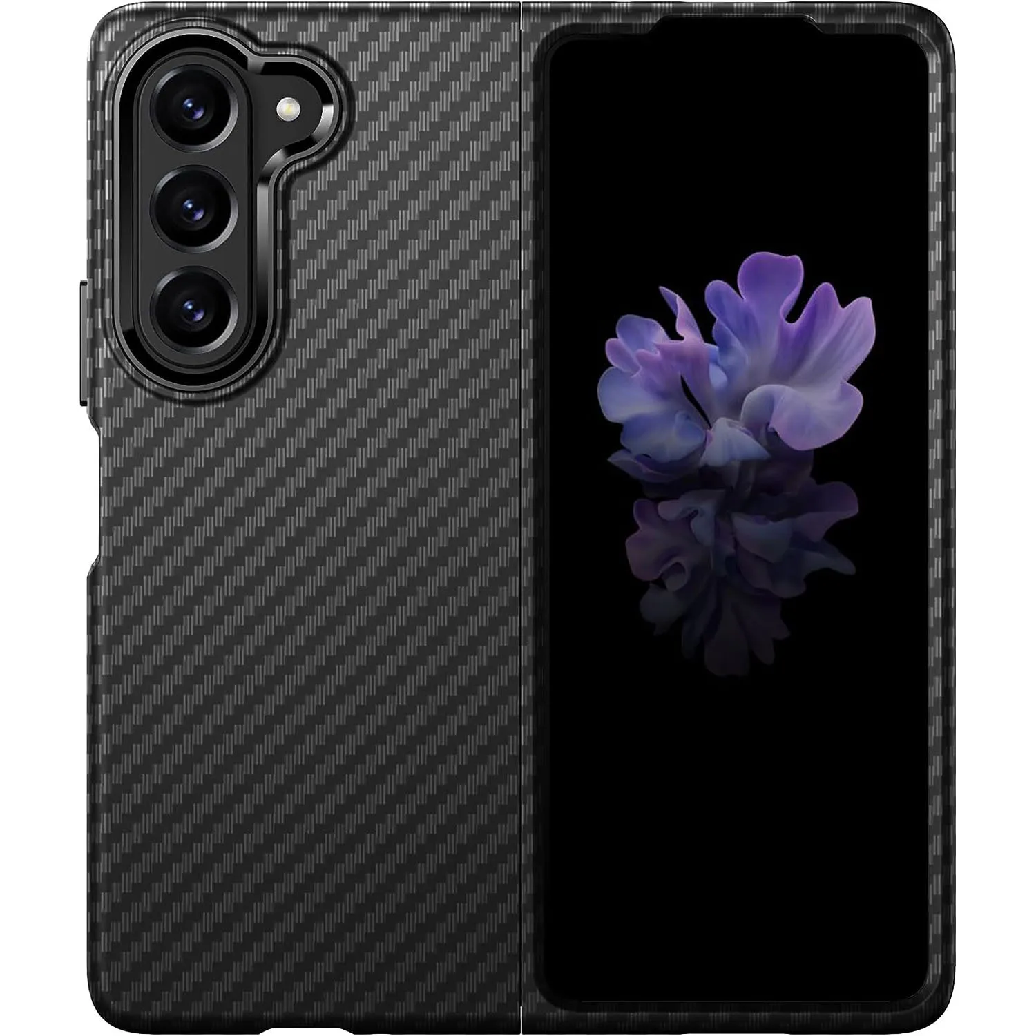 Slim Case for Samsung Galaxy Z Fold 5 5G 2023, Carbon Fiber Cover Durable Shockproof Anti-Fingerprint Case