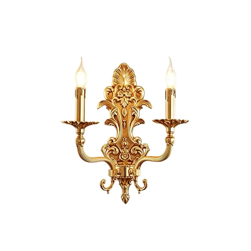 For All Copper European Style Bedroom Wall Lamp LED Warm Light Non Smart Control 220V Suitable for Living Room Dining Room