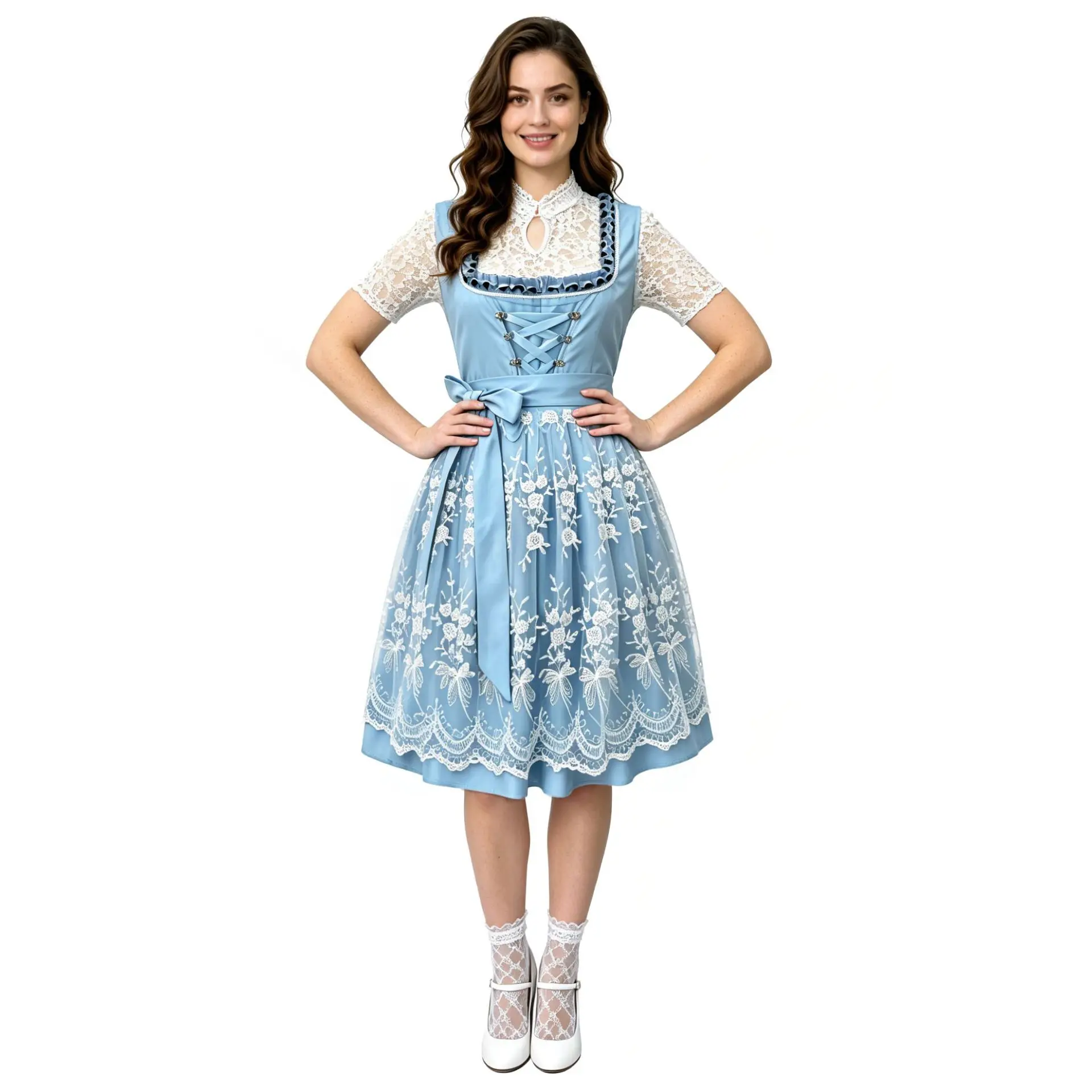 Adult Women Traditional Cosplay Costume Beer Festival Maid Tops with Dress Set Carnival Theme Party Role Playing Outfits - view 2