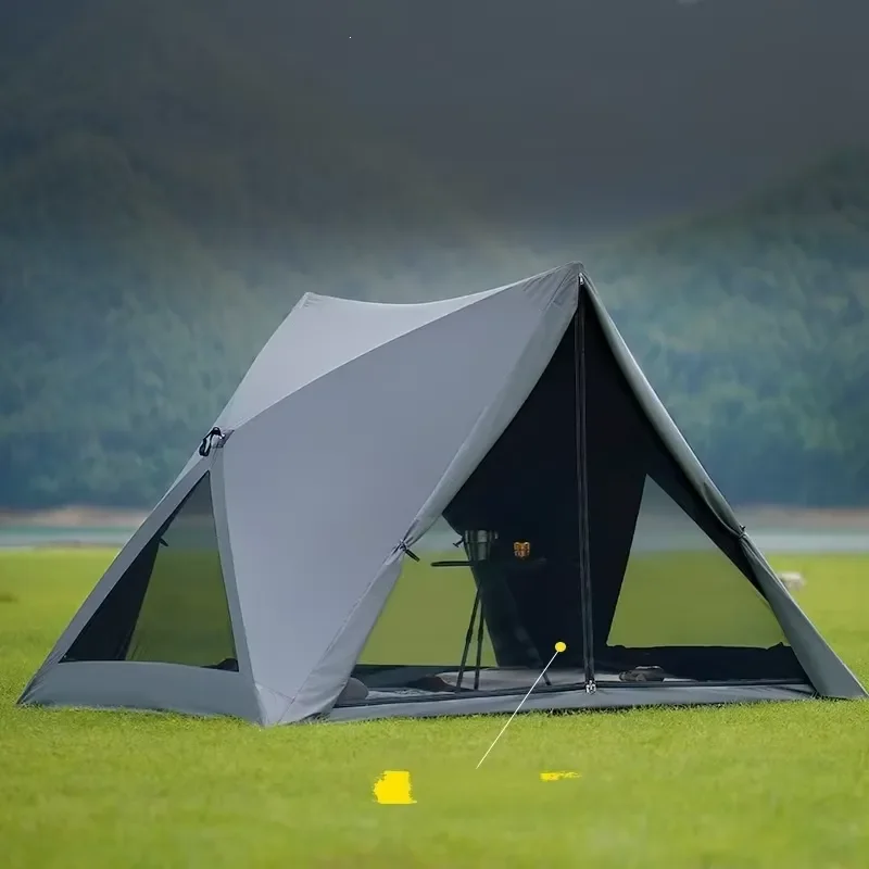 Automatic Pop Up Triangle Tent 4 Season UPF50+ Single Layer 210D Vinyl Waterproof Outdoor Camping Canopy Shelter