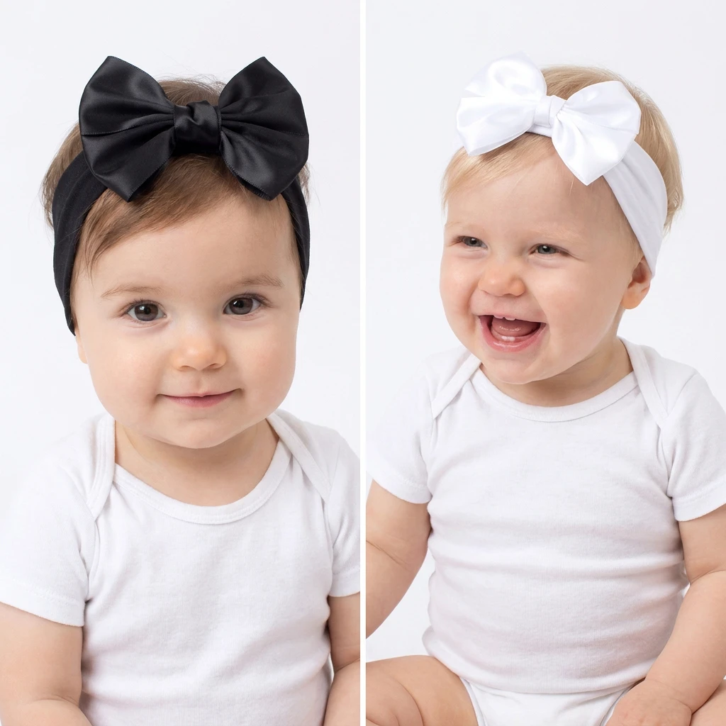 Large Satin Big Bow Baby Girl Headbands Hair Accessories Soft Elastic Wide Turban Headwrap for Newborn Infant Toddler 1PC Gift I