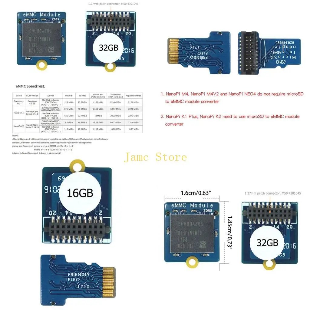 

LX0B Высококачественный модуль EMMC 8 ГБ 16 ГБ 32 ГБ 64 ГБ с SD-совместимым адаптером Turn eMMC T2 для Nanopi K1 K2 NEO4