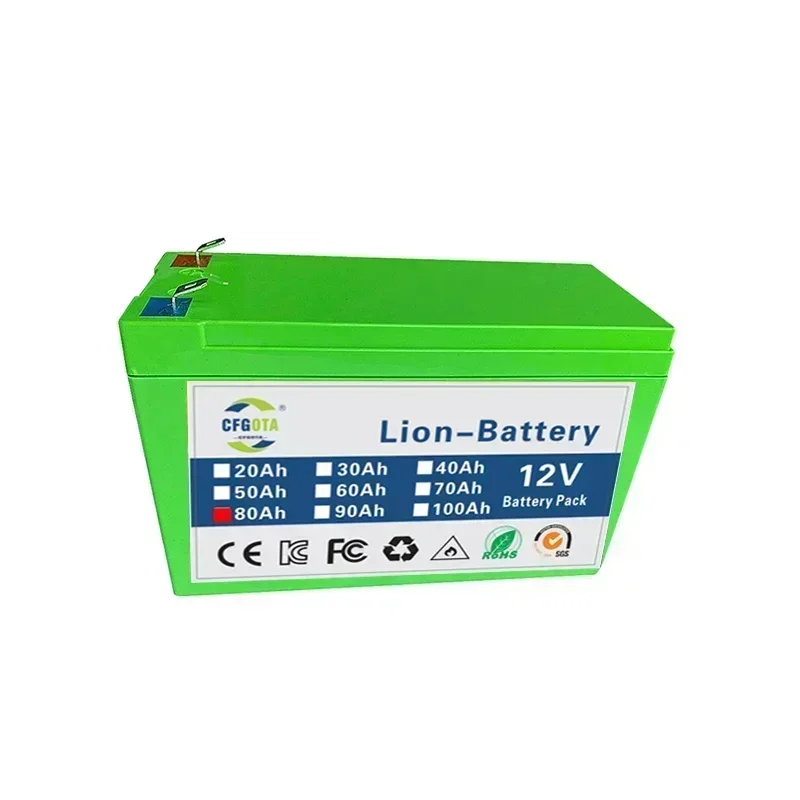 NEW 12V Battery 80Ah Built-In High Current 80A BMS 18650 Lithium Battery Pack For Electric Vehicle Battery 12.6V Charger