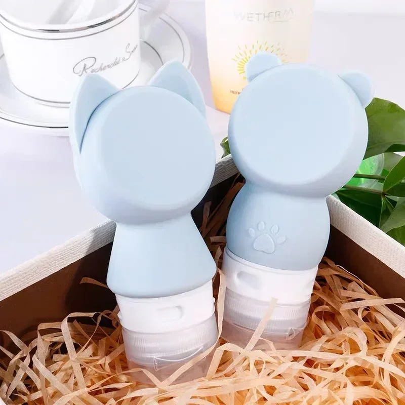 Tragbare, nachfüllbare, leere Reiseverpackungs-Quetschbehälter für Lotion, Shampoo, Kosmetik, Flasche, Cartoon, niedlich, Silikon