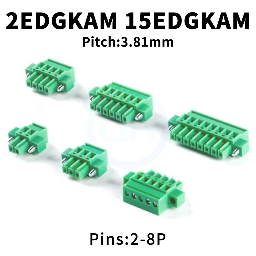 (10 pcs) KF 2EDGKAM-3.81mm 2P 3P 4P 5P 6P 8P Plug-in Connector With Lug Positioning Hole Seat 300V 8A KF 15EDGKAM 3.81 2~8P