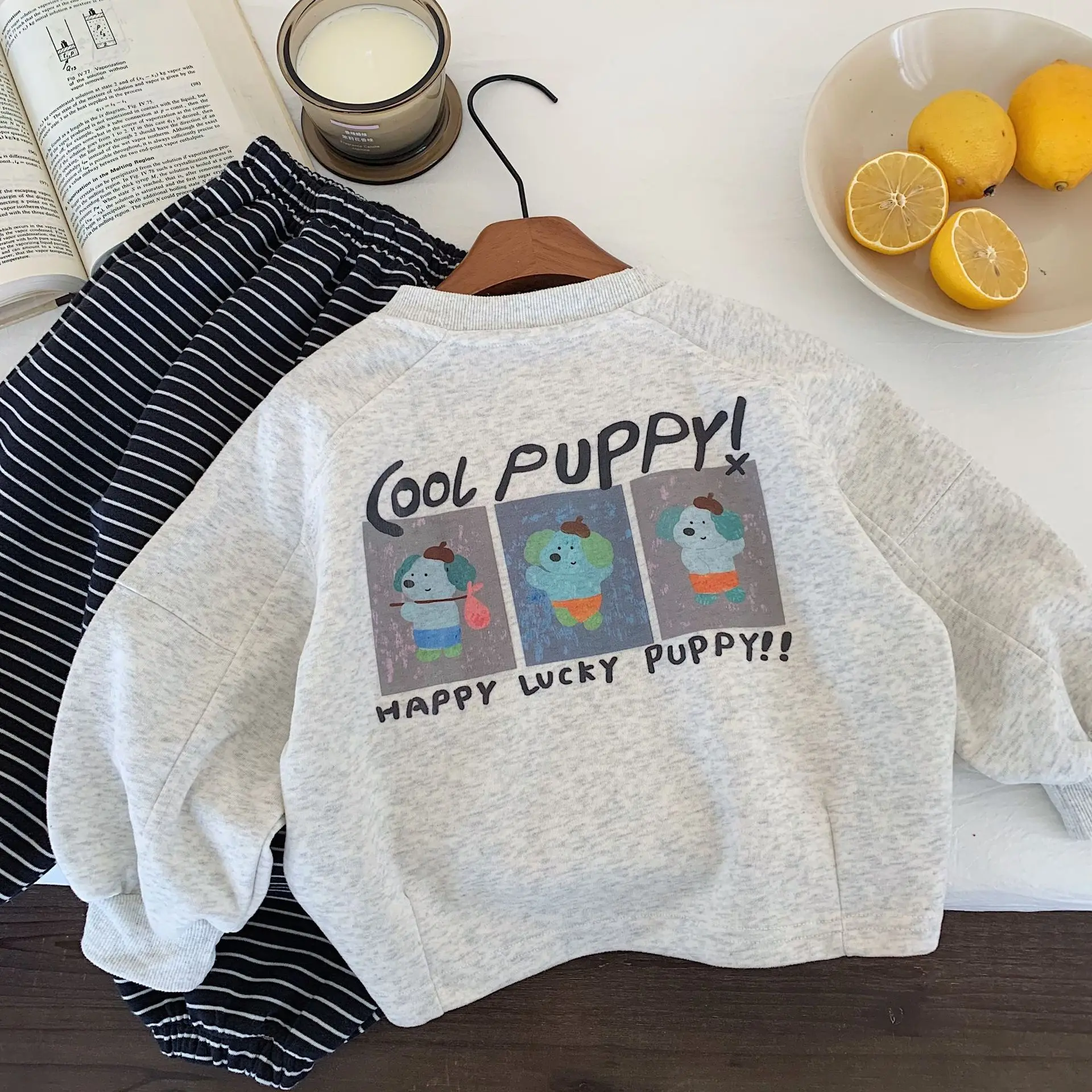 

Детская толстовка, весенний пуловер с круглым вырезом и принтом щенка, свободная детская одежда, толстовки с капюшоном для малышей от 2 до 10 лет