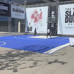 Redução de ruído exterior Modular Plastic Basketball Court Flooring, suspender a superfície, pode adicionar logotipo de marca personalizado, Beable 3x3