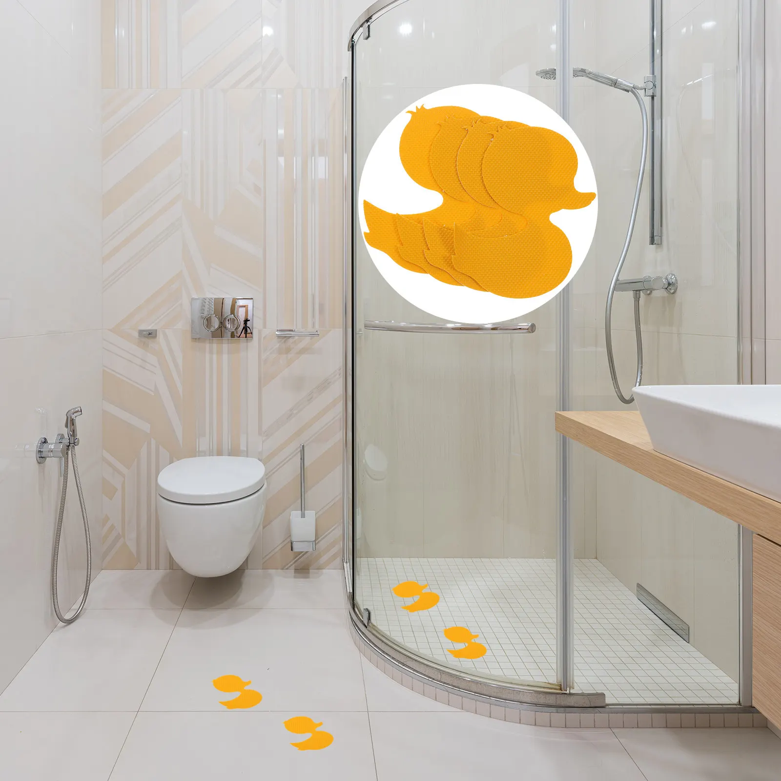 Duck-Themed Non-Slip Shower Stickers, 12pcs Waterproof Bathtub Decals, Easy-Apply Anti-Slip Adhesive for Home & Hotel