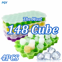4/2/1PCS Silicone Ice Cube Mold Large-capacity Ice Trays Box BPA Free Reusable Ice Maker Food Grade Ice Maker with Lids Whiskey