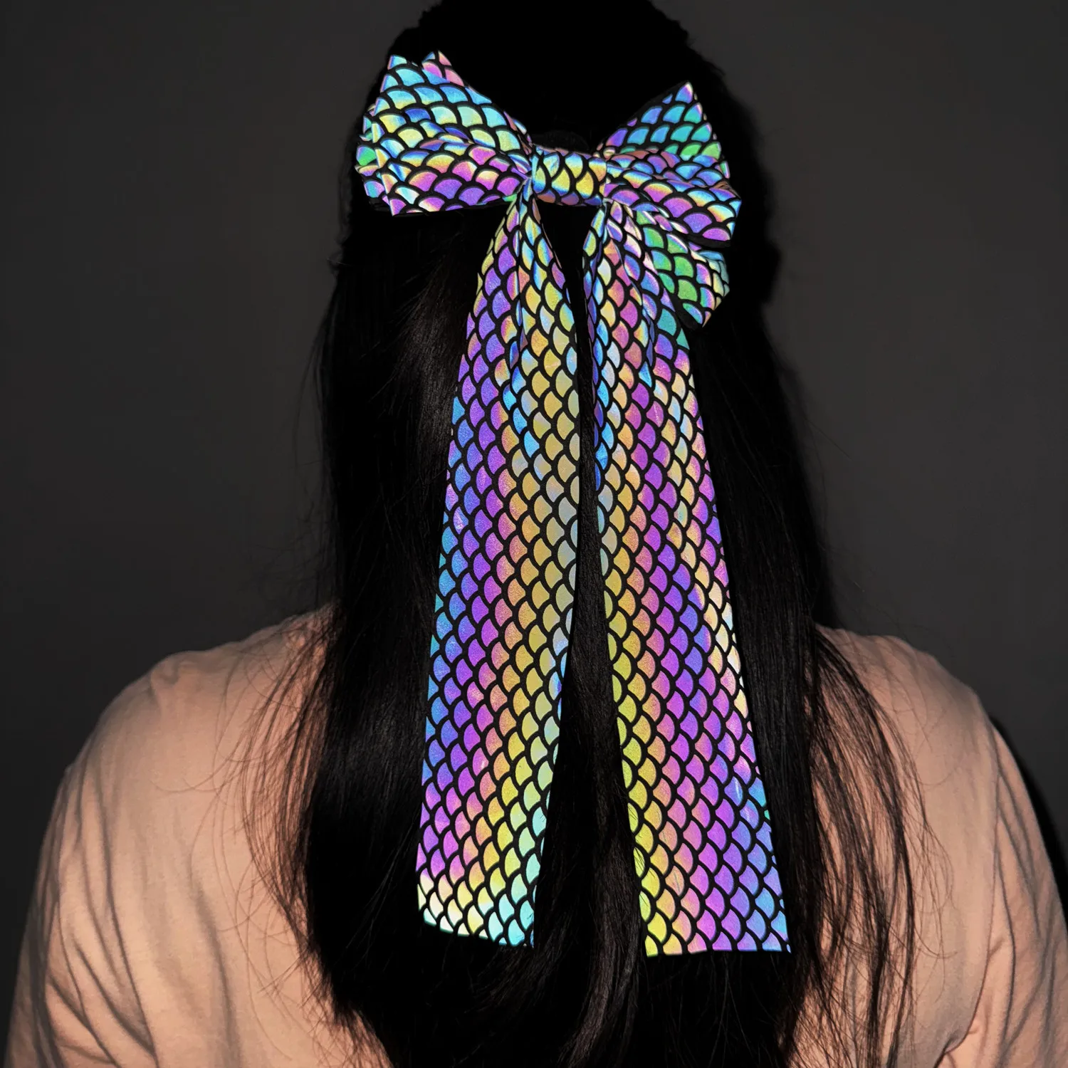 Elegante strass arco de cabelo clipe glitter reflexivo headwear fita longa acessório de cabelo feminino doce festa casamento moda diária