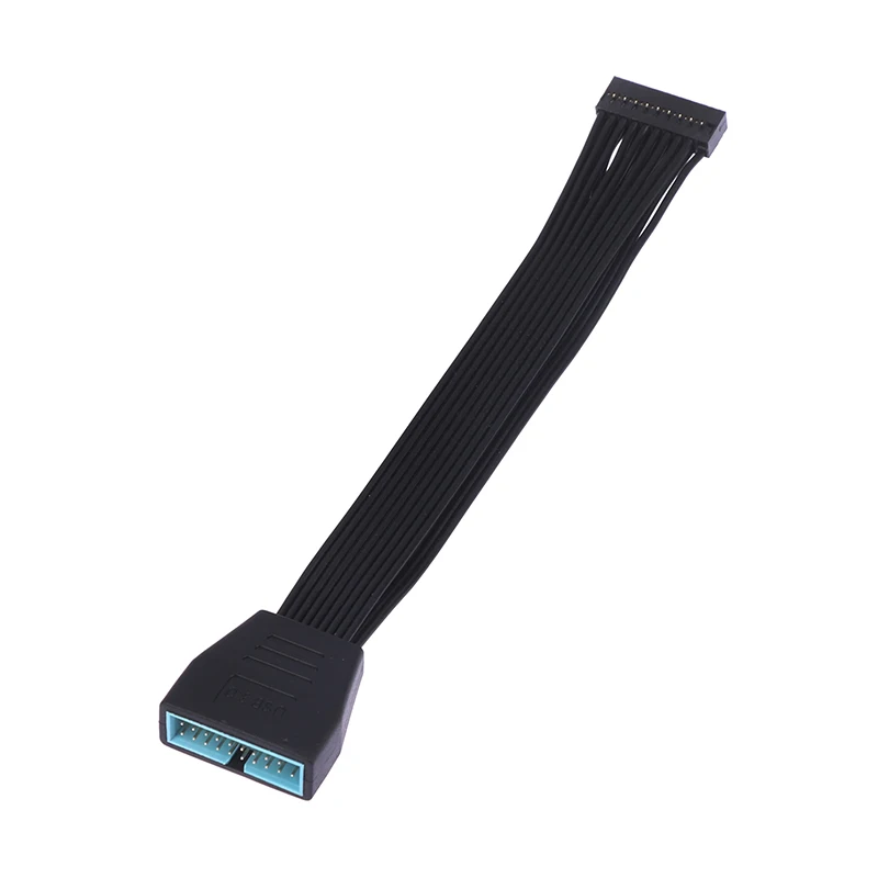 New! Small Mini USB 3.0 19/20 Pin Internal Extension Header Adapter Cable Black Flat Wire Cable for Motherboard 5.9inch/15cm