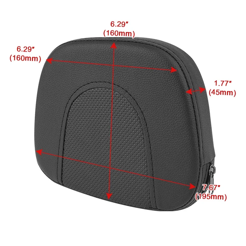 Motorcycle sissy bar backrest cushion pad – black PU leather