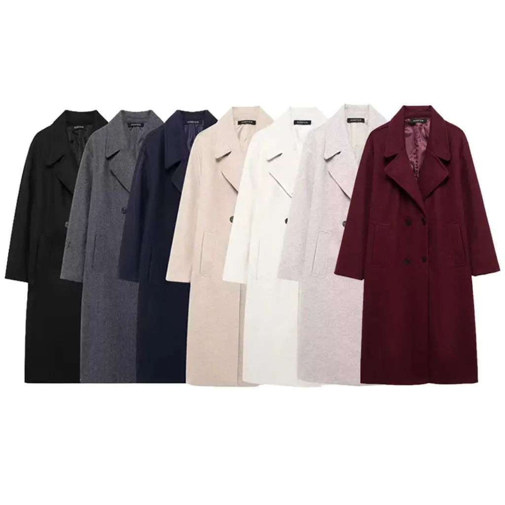 

Women's European And American Style Shoulder Double-Breasted Long Soft Suit Coat Spring Fashion New Arrivals