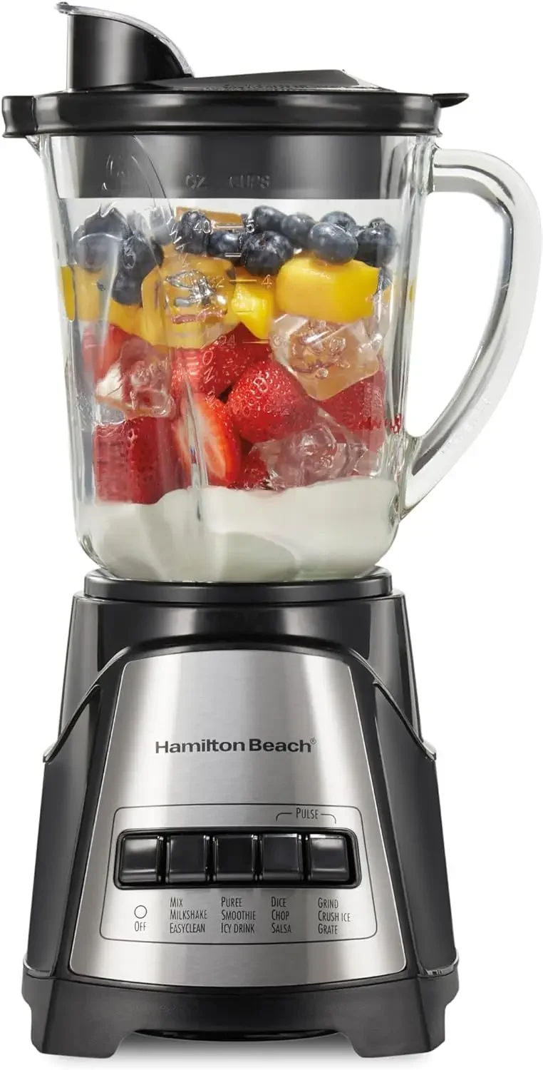 

700 Watts Blender For Shakes and Smoothies, Puree, Crush Ice, 40 Oz Glass Jar, 12 Functions, Stainless Steel Ice Sabre Blades,