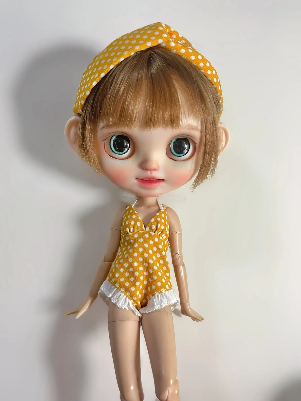 Letnie ubrania Blythe bjd kropki strój kąpielowy bikini jednoczęściowy gorset (Pullip,Ob24,Azone,Licca,ICY, JerryB, 1/6 akcesoria)