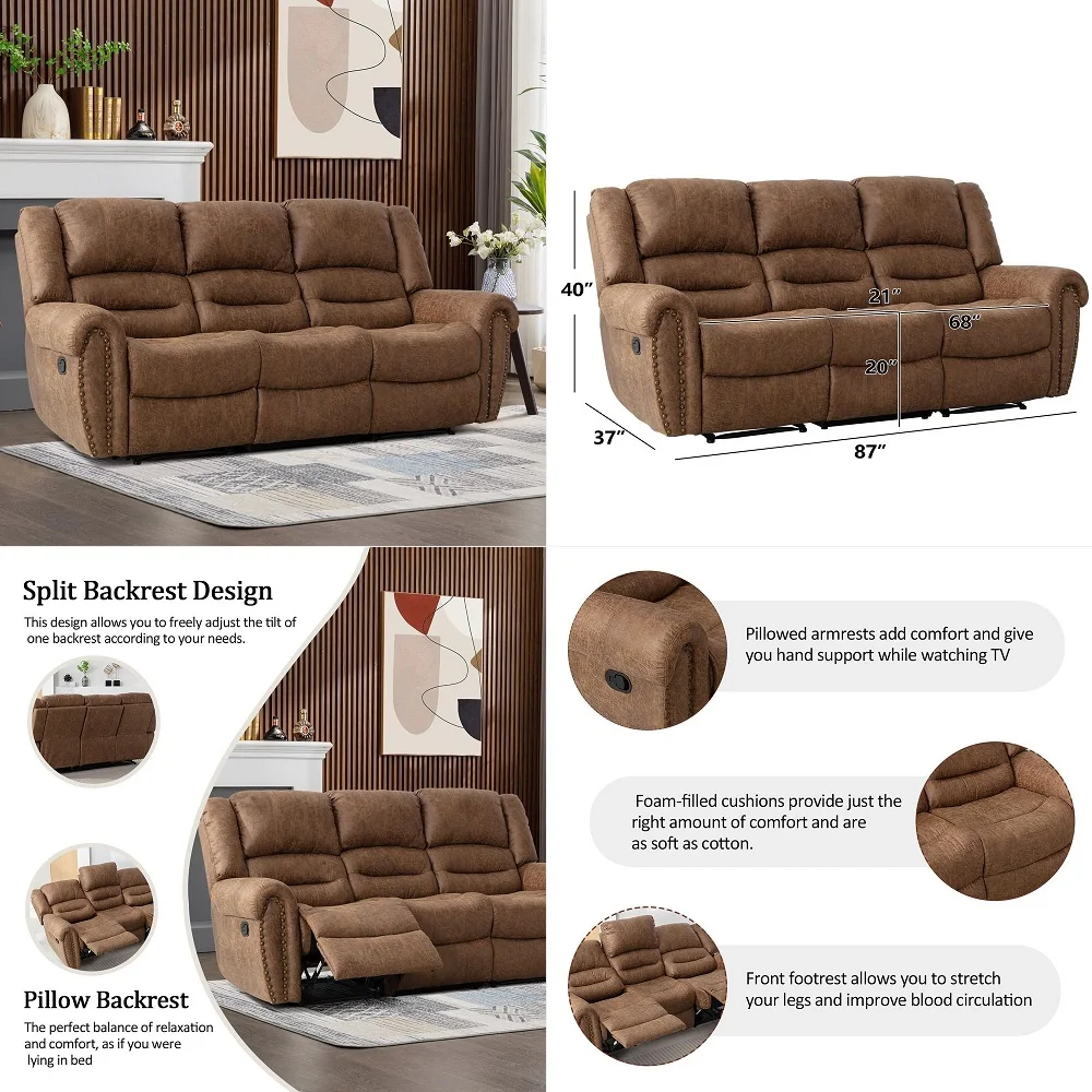 

Modern Loveseat Sofa for Living Room,Chenille Recliner, Removable Cover, Pocket Spring Cushions, Solid Wood Frame, Easy Assembl