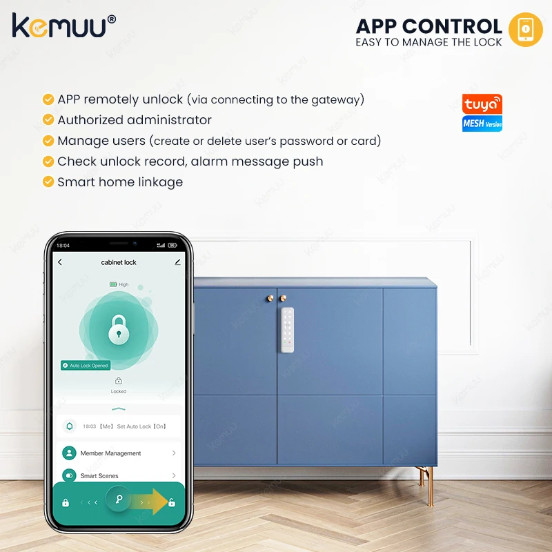 KEMUU Smart Cabinet Lock Tuya Safe Password Keyless Security Nfc Cabinet Lock Card Office Cabinet With Lock