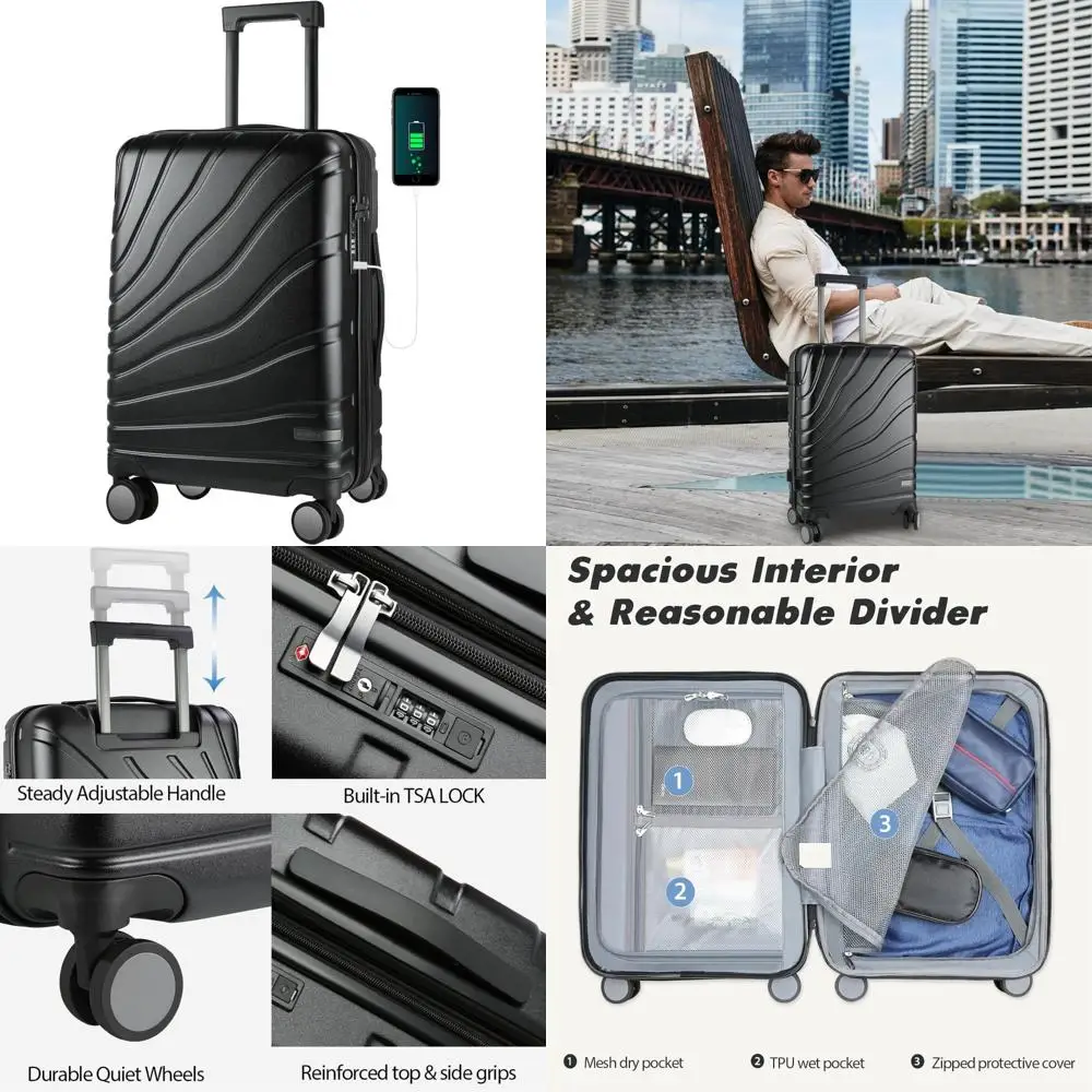 

Expandable Hard Shell Spinner Luggage with TSA Lock, 20 Inch, Airline Approved, Fashionable Suitcase for Travel