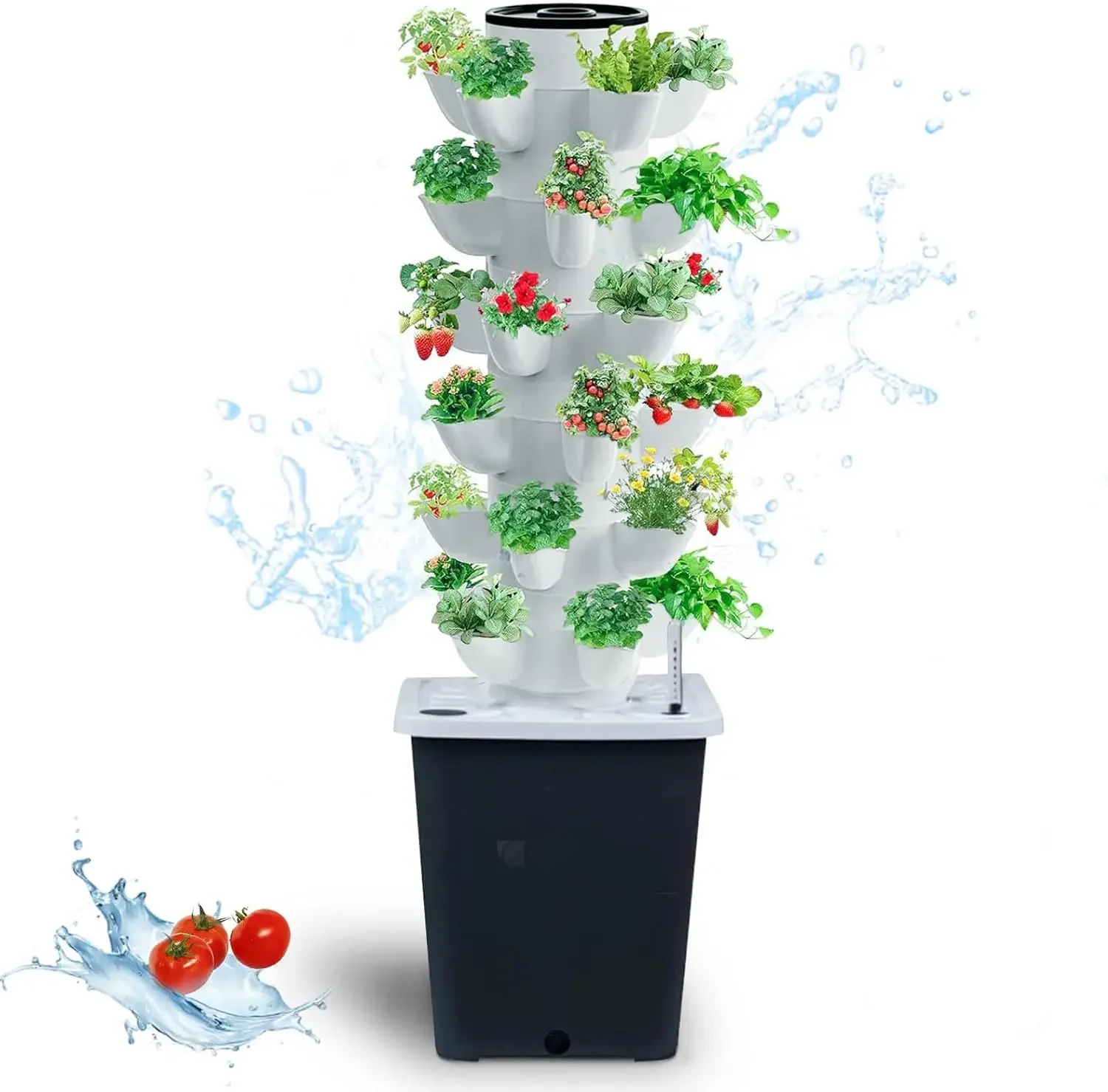 Hydroponics Tower Indoor Growing System Vertical Garden Planter Indoor Smart Garden Kit with Pump and Movable Water Tank