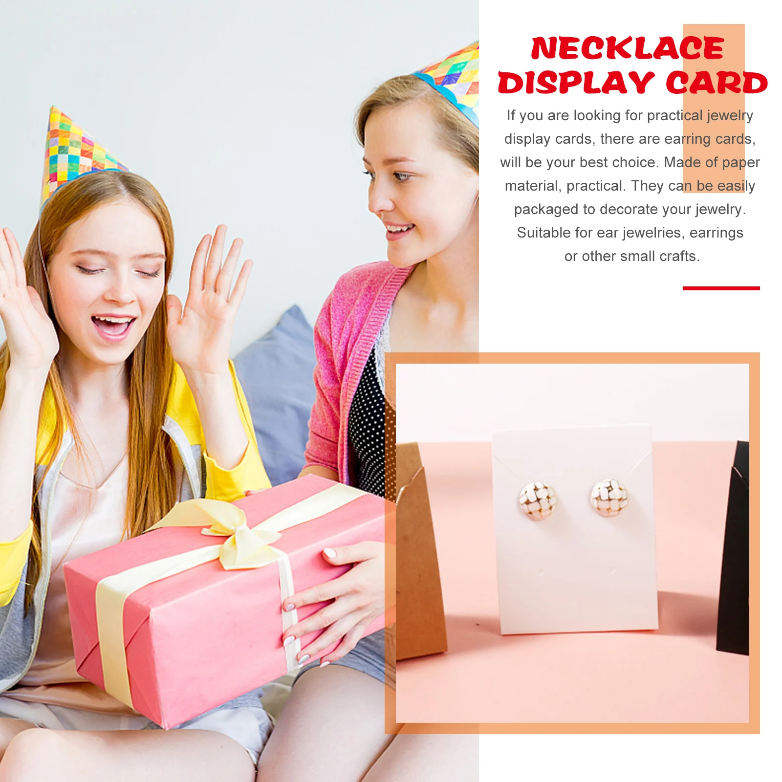 

100Pcs Earring Packaging Card Paper Jewelry Display Cards for Earrings Necklace Storage DIY Craft Holder Standable Cardboard