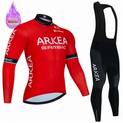 Arkea-Thermal Fleece Cycling Jersey Set, Bicycle Clothing, Outdoor Bike Clothes, MTB Ropa Ciclismo, Bib Pants Set, Winter