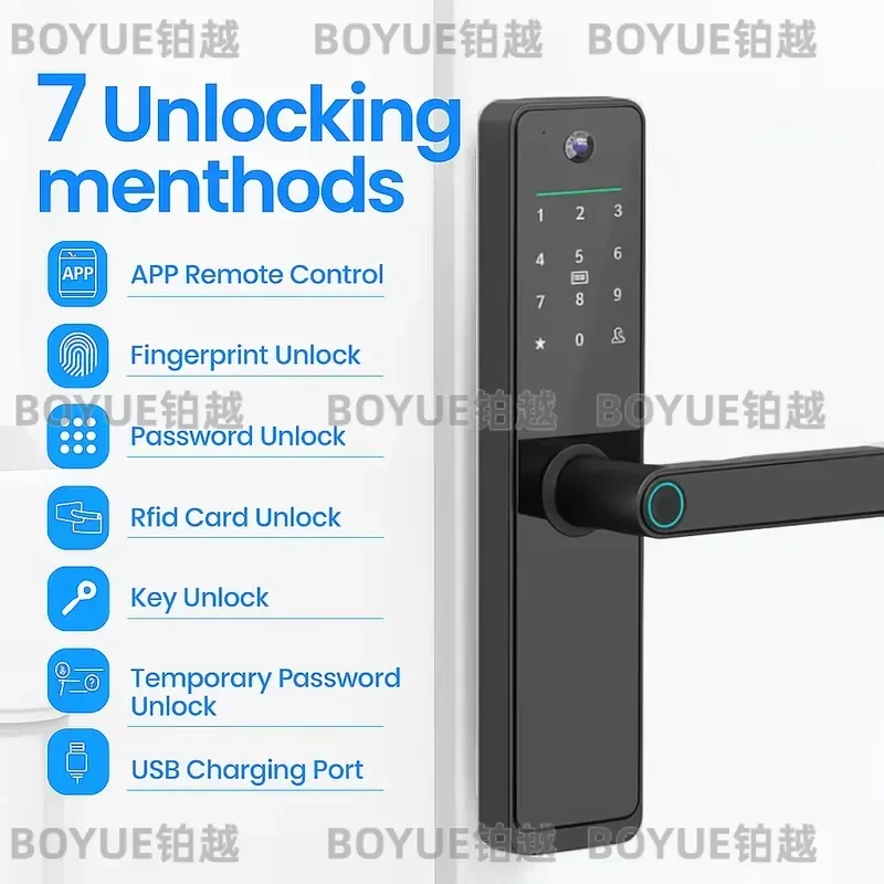 for Indoor Keyless Digital Fingerprint Door Lock Graffiti App WIFI Smart Lock with Camera and Fingerprint Function