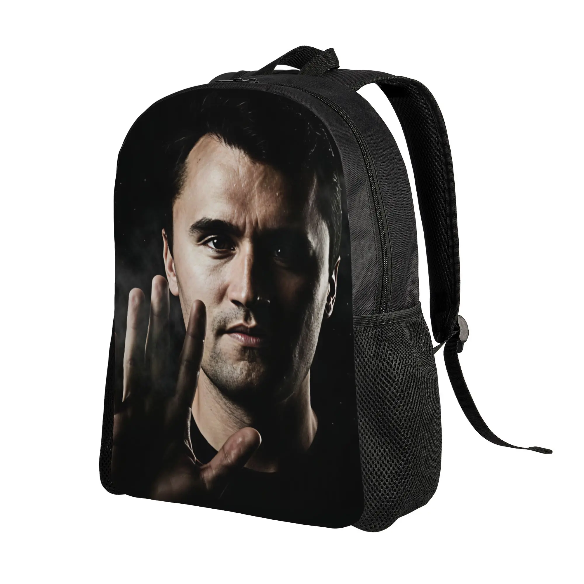 Smoke Background Stop Gesture Charlie Kirk Backpack Outdoor Style Backpacks Girl Casual High School Bags Lightweight Rucksack