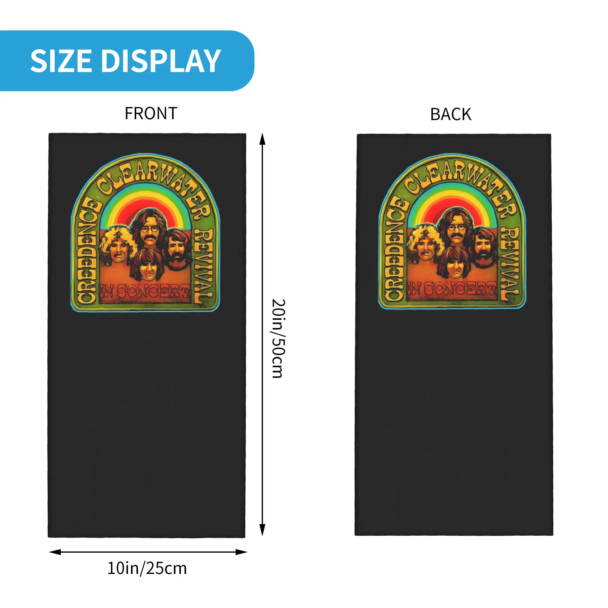 Creedence Clearwater Revival Rock Band Music Bandana Neck Cover Printed Mask Scarf Cycling Scarf Hiking Fishing for Men Women