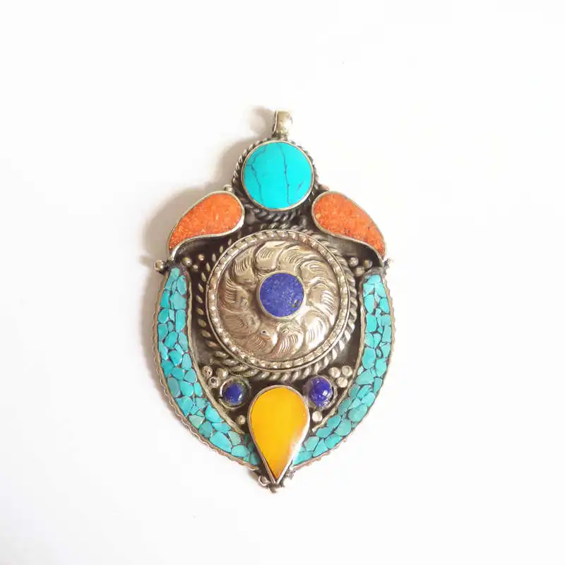 

Hand Vintage Arrow Pendants Copper Inlaid Colorful Stone TBP250