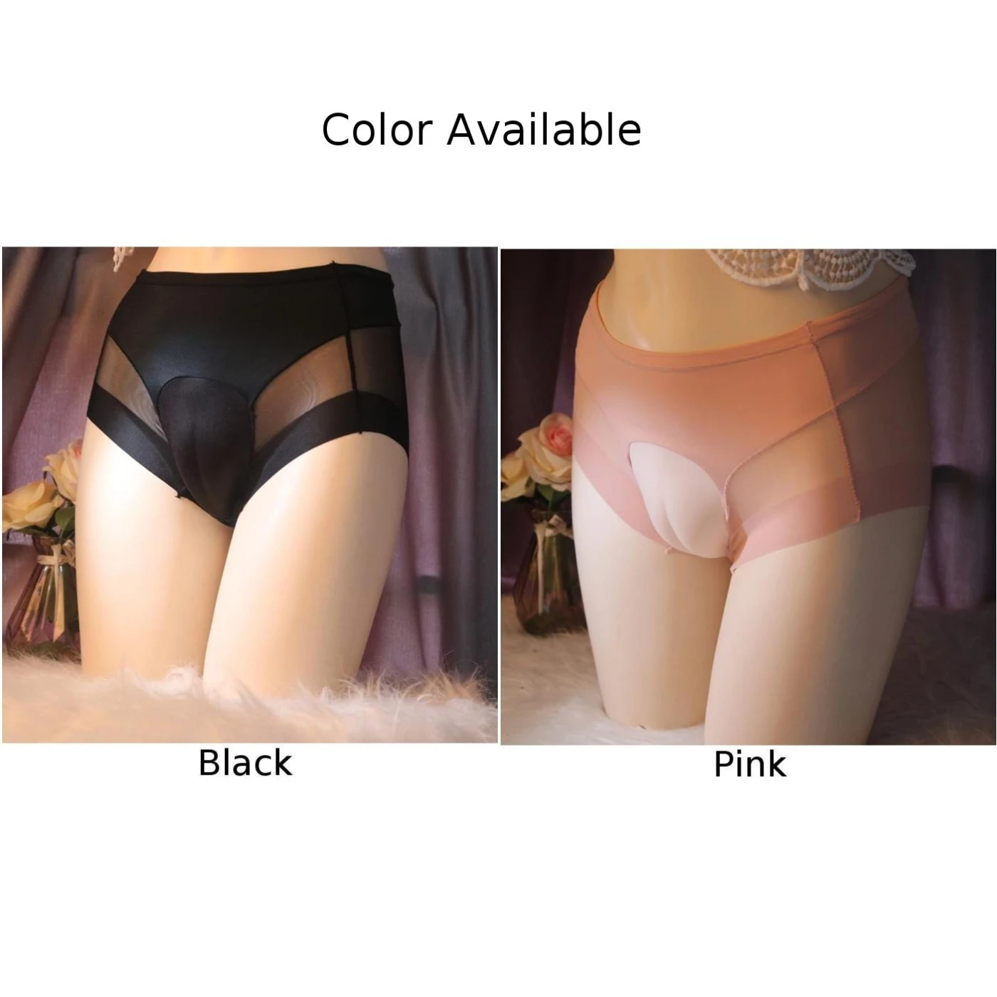 Men's Middle Rise Sissy Panties Lingerie Underwear, Crossdress Bikini Briefs, Shaping Low Waist Design, Polyester Fabric