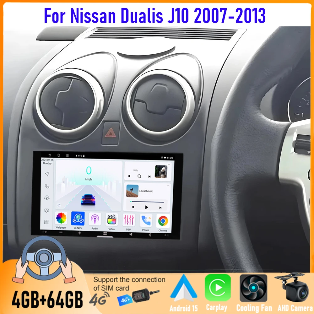 7'' For Nissan Dualis J10 2007-2013 Car Radio Android GPS Navi Head Unit Carplay Apple Android Bluetooth Camera Google Map FM