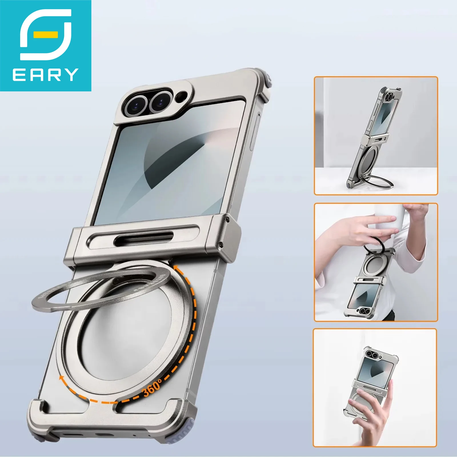 

Чехол Eary для Samsung Galaxy Z Flip 7 с MagSafe 360 ° Вращающаяся магнитная подставка, ультратонкий противоударный защитный чехол для телефона Flip7