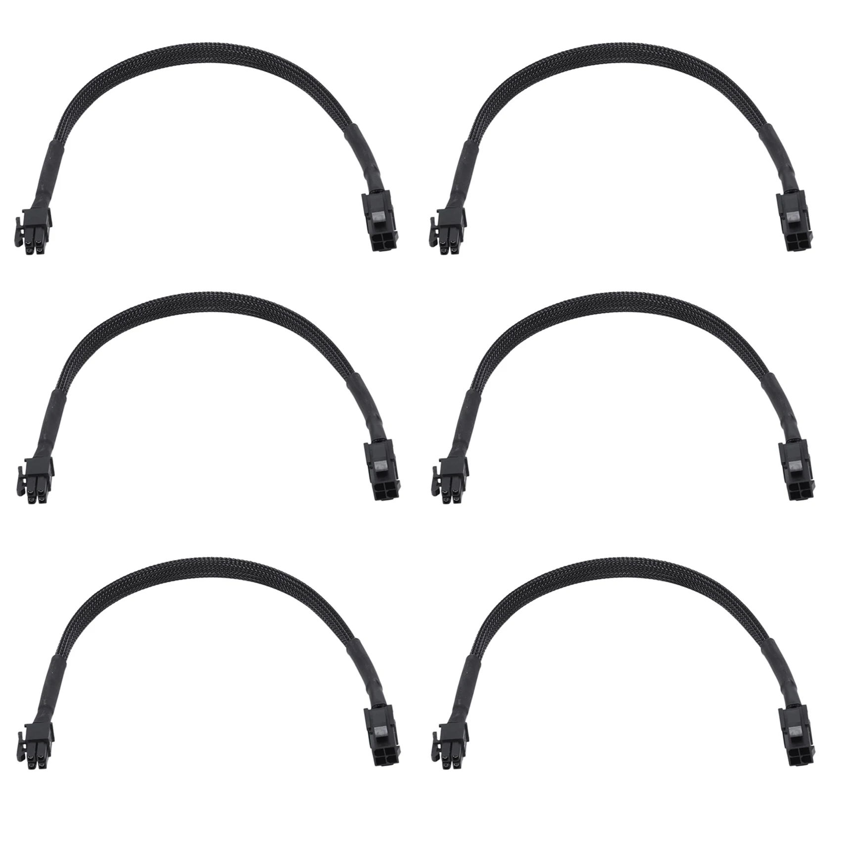 6X ummanteltes ATX 4-poliges P4-Stecker auf ATX P4-Buchse, CPU-Stromverlängerungskabel, Schwarz