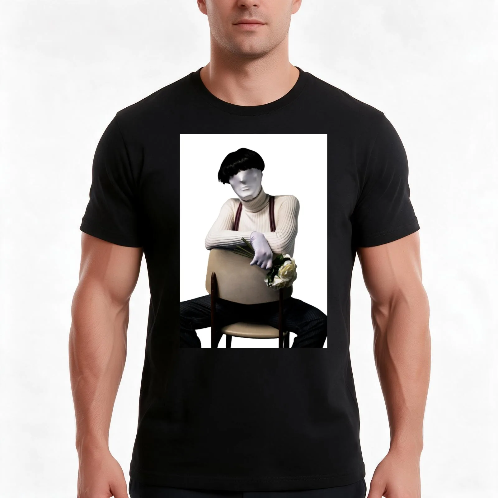 Jonathan Bree Sitting T-Shirt, Summer Casual Cotton Tee, Oversized Streetwear Tops, Vintage Graphic Print, Unisex Men Women