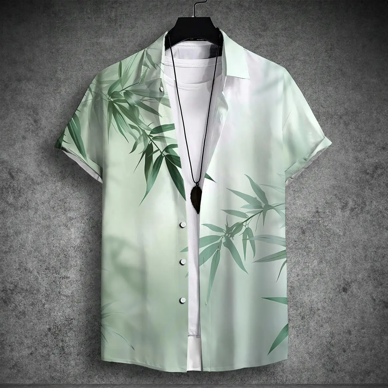 2024 new men\'s short-sleeved shirt Chinese style printed men\'s Hawaiian lapel top large size casual and comfortable men\'s shirt