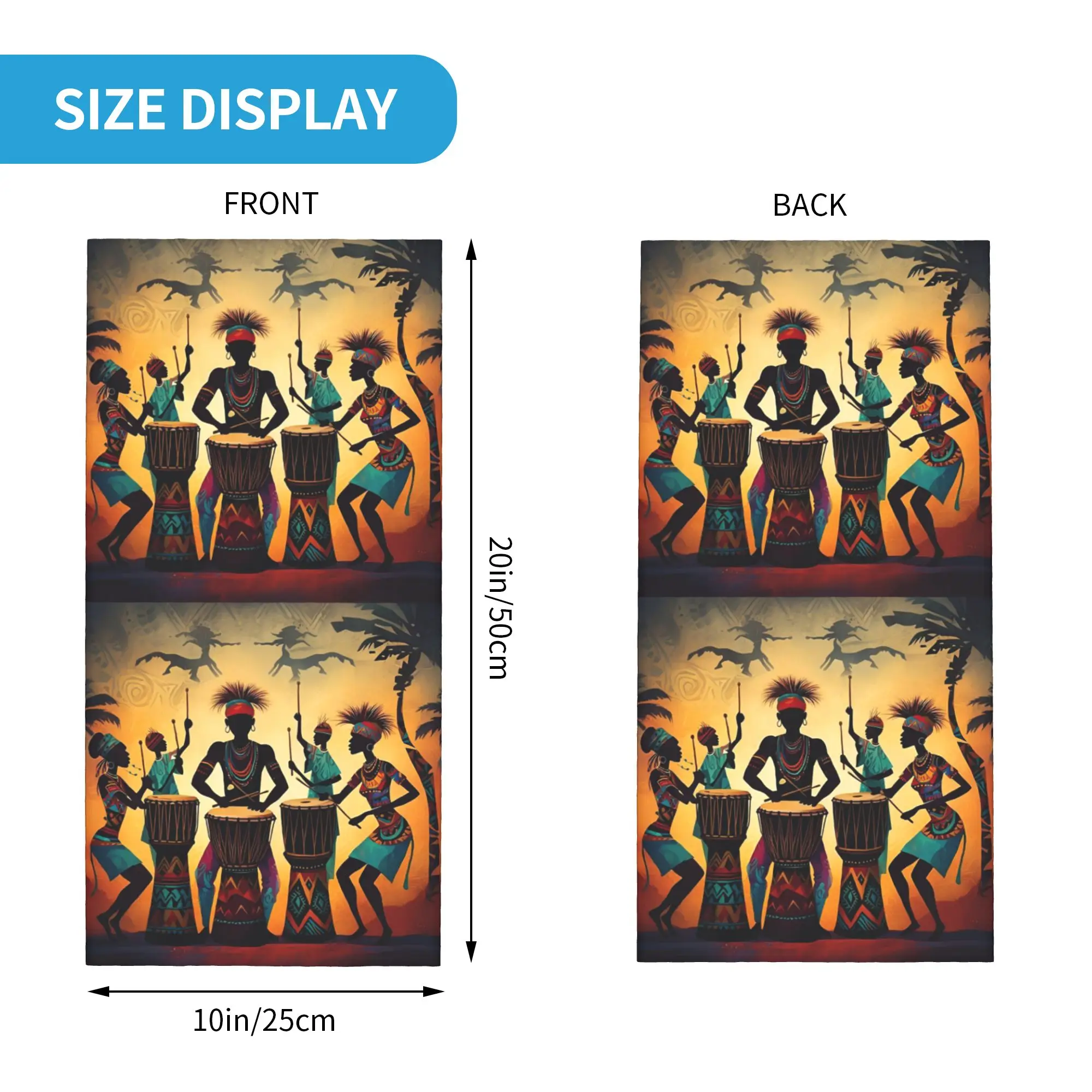 African Drum Performance Tribal Bandana Neck Cover Printed Mask Scarf Multi-use Cycling Scarf Running For Men Women Adult Winter