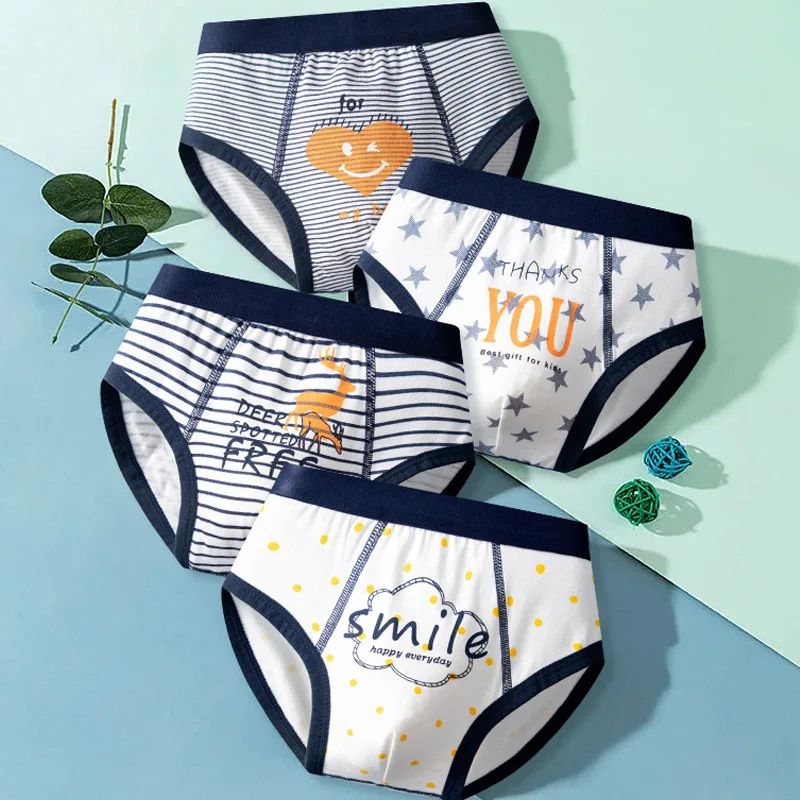 Children Boys Triangle Underpants Kids Pure Cotton Underwear Color Random Fit 10-37kg Medium Large Student Short Pants Clothes
