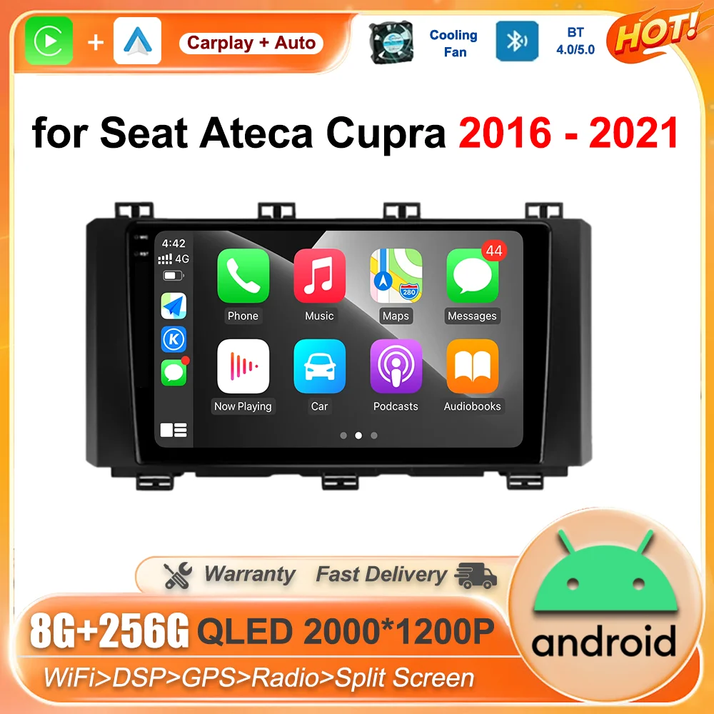 HD Screen Stereo Car Radio Multimedia Audio Player Android Auto for Seat Ateca Cupra 2016 - 2021 GPS Navi Android System WiFi+4G