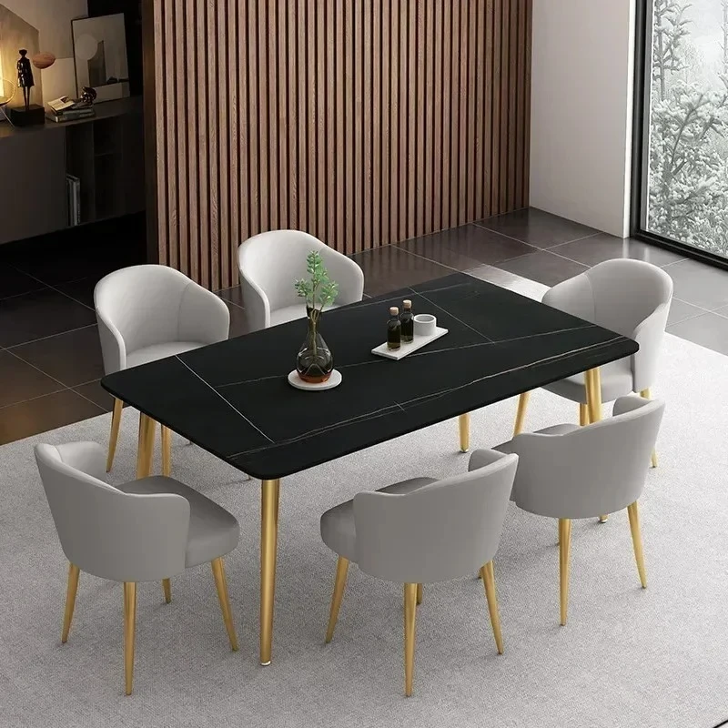 Tavolo da pranzo moderno per hotel Set da sala da pranzo in metallo nordico per mobili da sala da pranzo Sedie da tavolo in ardesia di lusso leggere