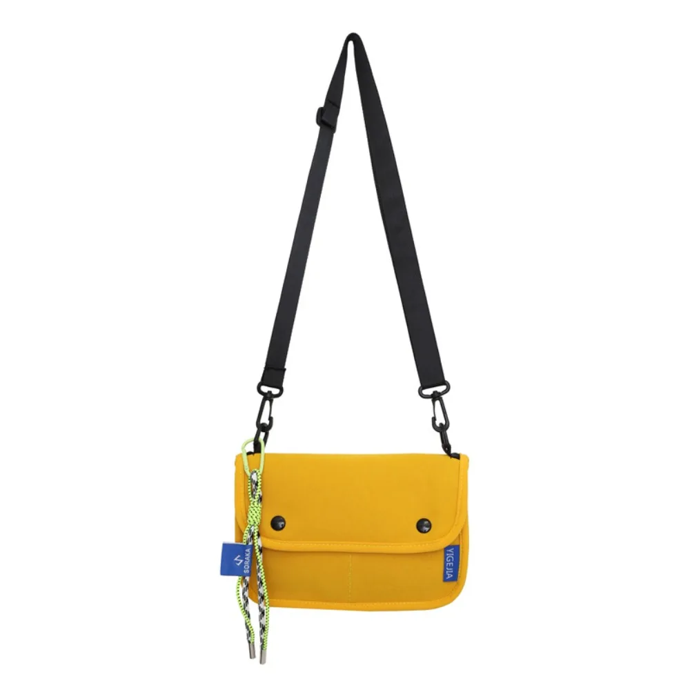 

Multiple Pockets Square Message Bag Large Capacity Solid Color Nylon Crossbody Bag Korean Style With Pendant Men Shoulder Bag